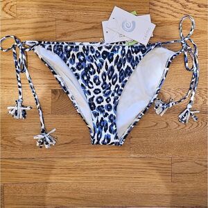 NWOT Johnny Was Calme Blue Tiger String Bikini Bottom Sz XL
